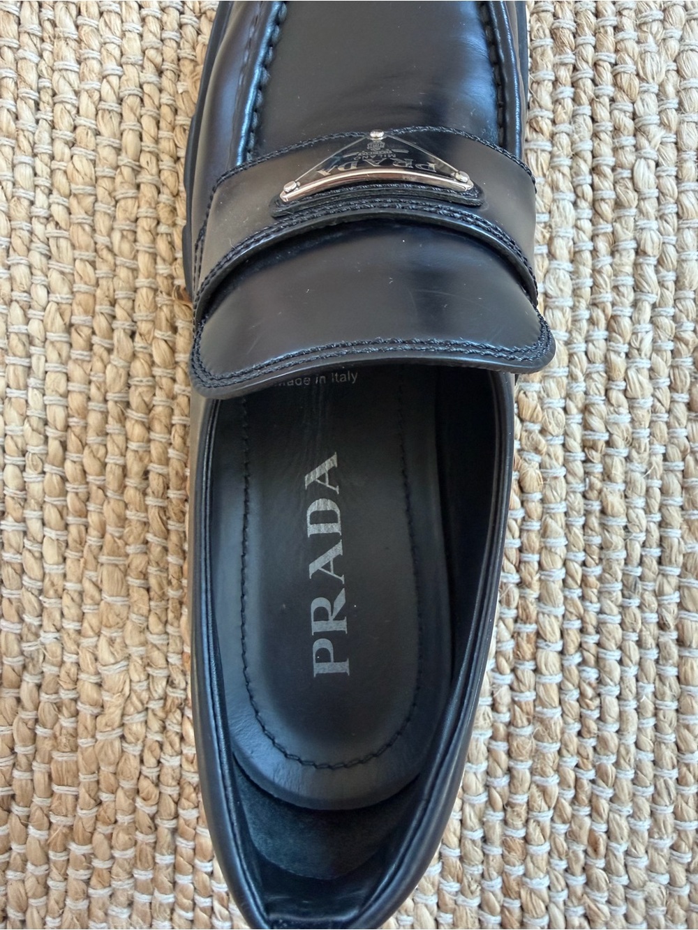 Prada Black Leather Chunky Lug-Sole Slip-On Loafers - Picture 4 of 4